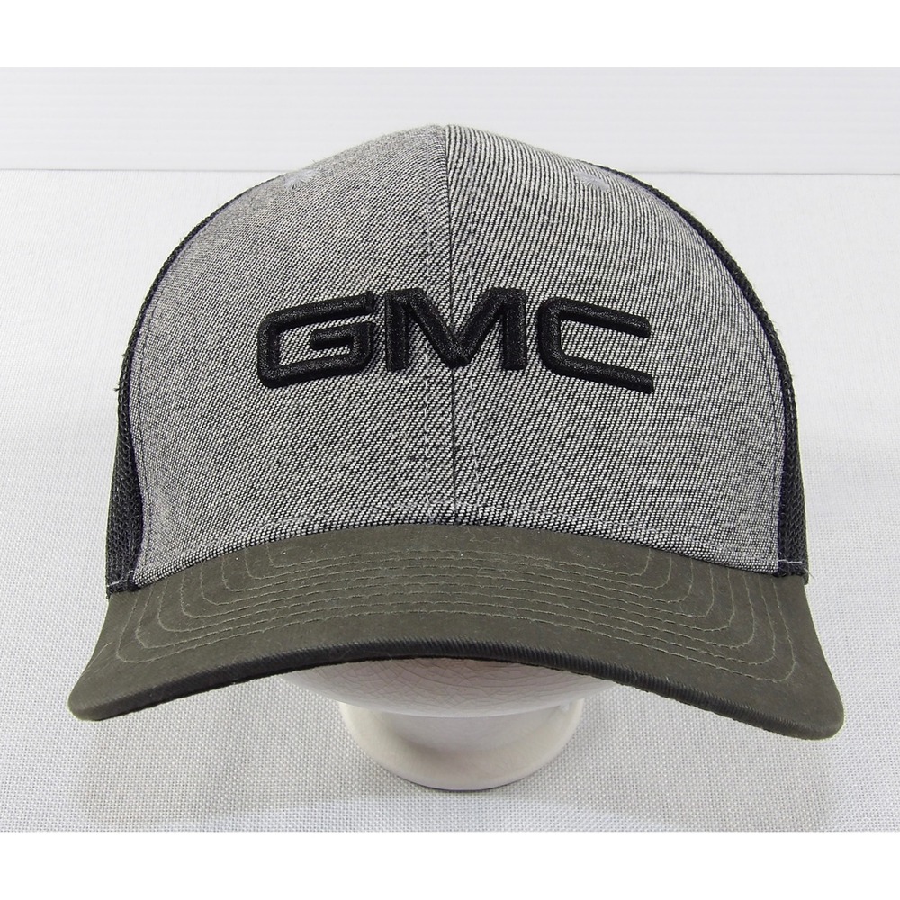 GMC Trucker Hat Men OSFM Gray Green Excellent Mesh Back Embroidered Logo Cap
